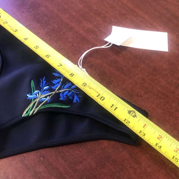 NWOT Stella McCartney Bikini Bottom, Navy Blue Botanical Embroidery Sky Captain - Picture 5 of 11